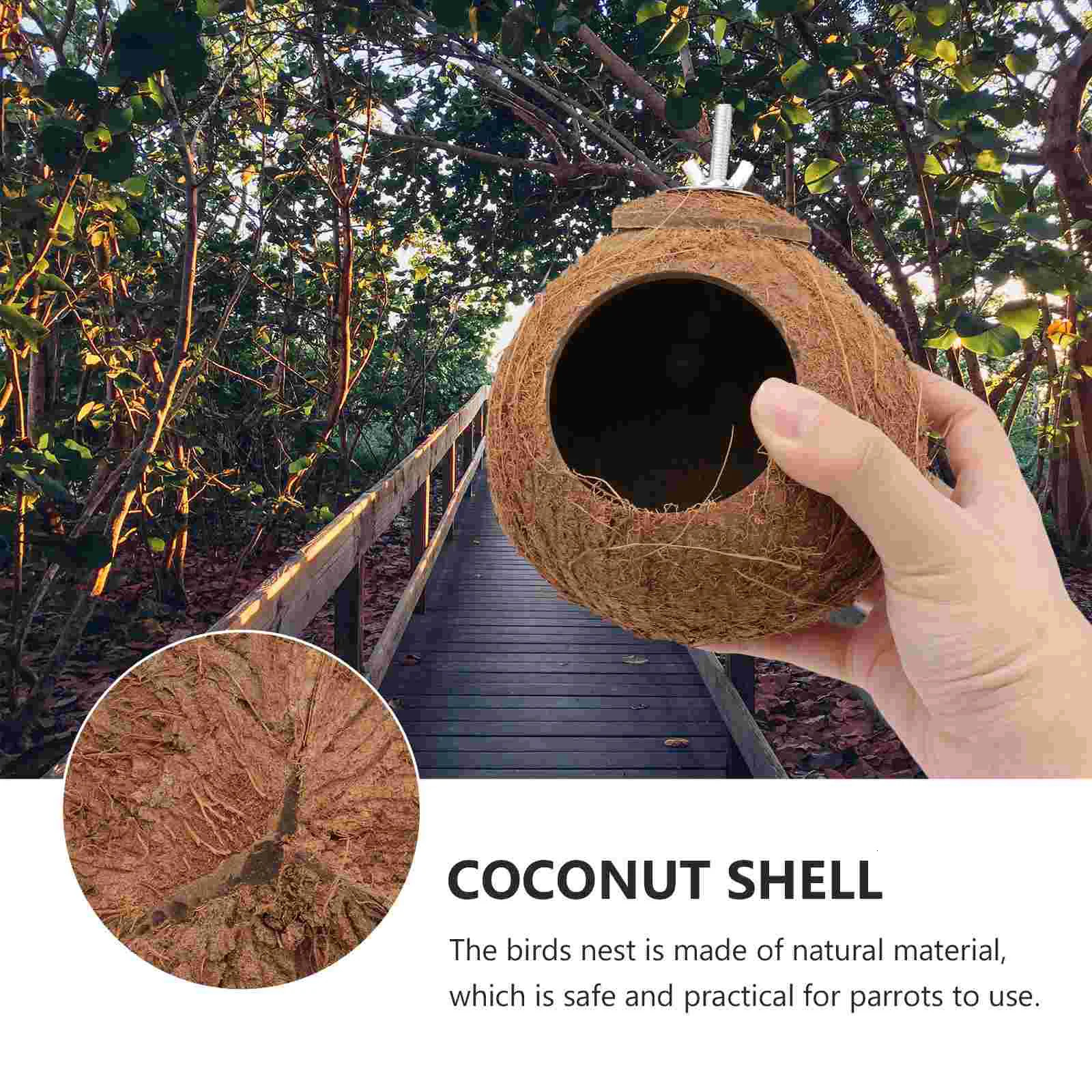 Bird Cage Coconut Shell Nest Birds House Toy Biting Small Parrot Plaything Pet Sleeping Natural 250206