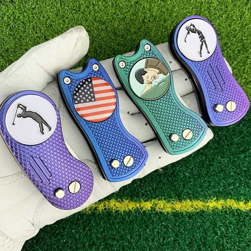 Golf Green Fork Golf Course Fork Divot Repair Tool Placing Green Fork Golf Accessories Golf Mark Locator with Hat ClipW250215