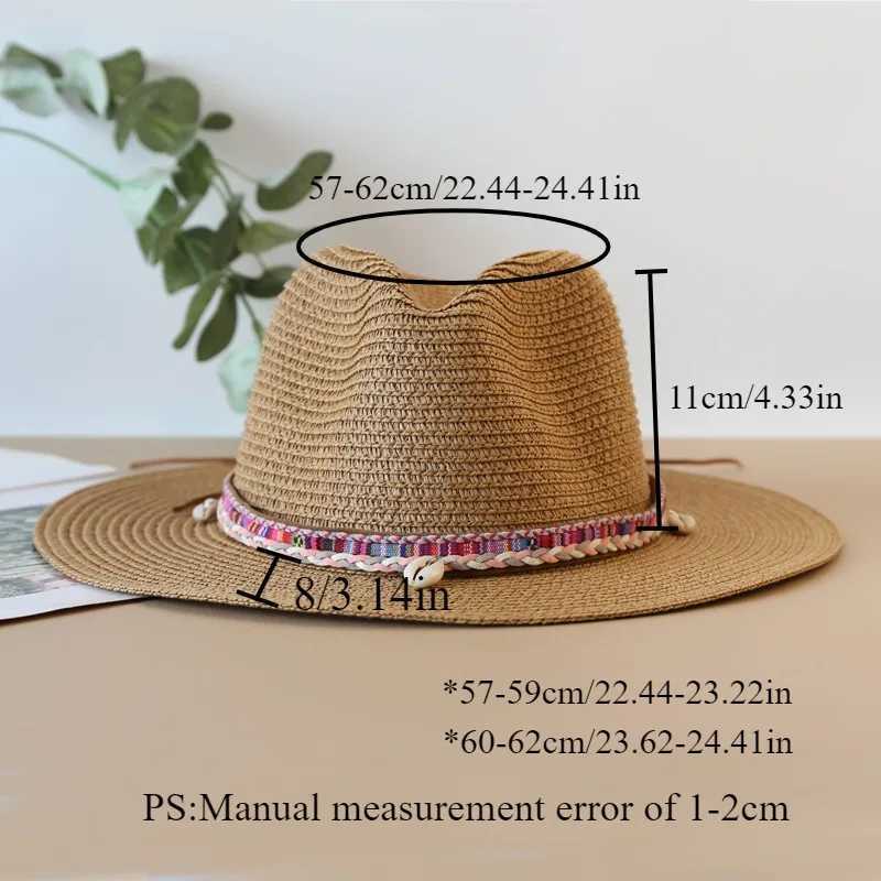 Big Size 60cm Panama Sun Hats Womens Mens Wide Brimmed Soft Fedora Starw Hat Grass Woven Beach Hat UV UPF 50+ W250217