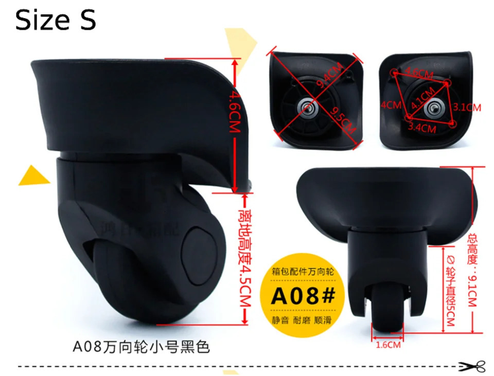 1 Pair Universal Swivel Luggage Suitcase Wheel Replacement Caster Large Size Luggage Wheel Replacement Luggage Accessories A08 250214