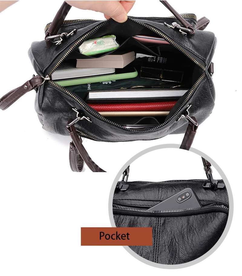 Vintage Soft Leather Handle Women New Brands Handbag Large Capacity Shoulder Crossbody Travel Business Hand Bag Tote sac