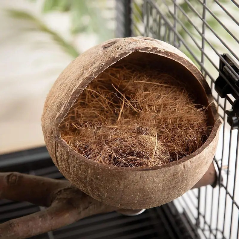 Natural Coconut Shell Bird Nest Parrot Hideaway and Parakeet Nest Comfortable Parakeet Nesting Box for Love Birds Parakeet 250206
