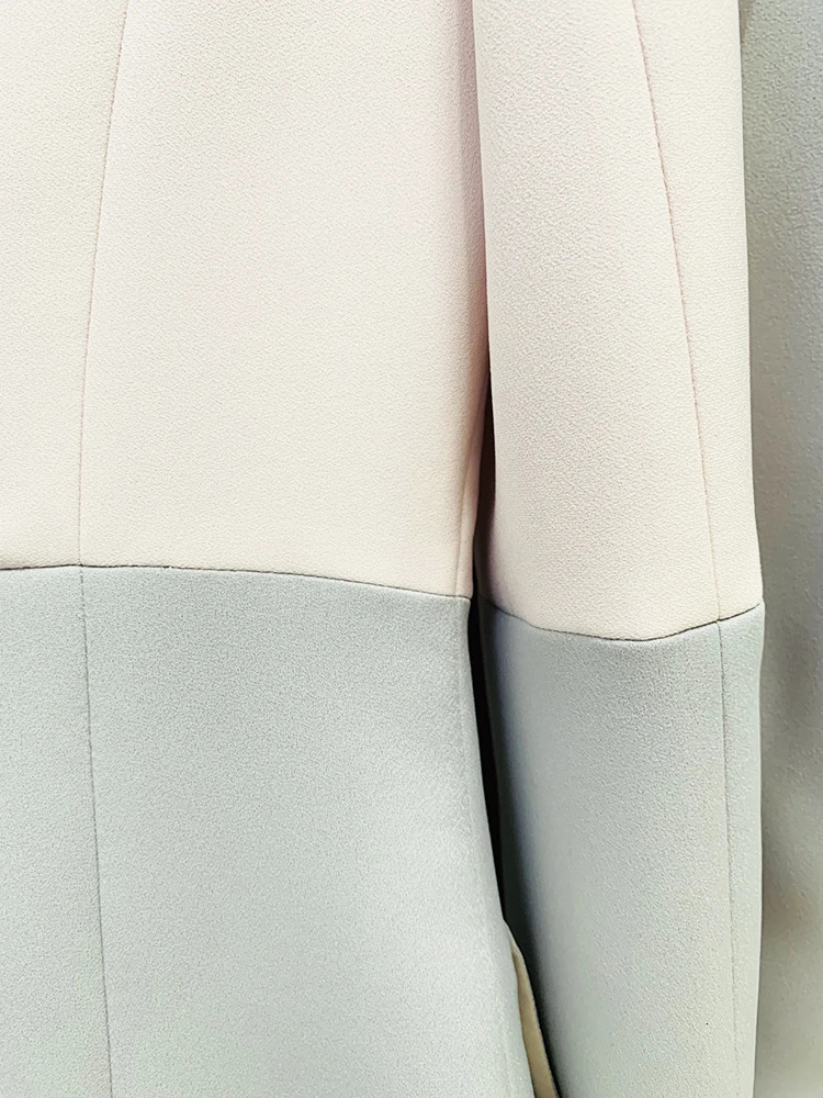 HIGH STREET est S/S Runway Suit Set Womens Career Fashion Single Button Color Block Blazer Wide Pants Suit 250210