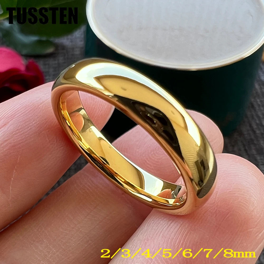 Drop TUSSTEN 2-10MM Men Women Ring Tungsten Wedding Band Domed Polished Comfort Fit 250213