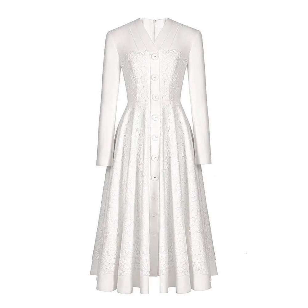 Solid Patchwork Belt Elegant Dress For Women V Neck Long Sleeve High Waist Spliced Button Temperament Dresses Female New