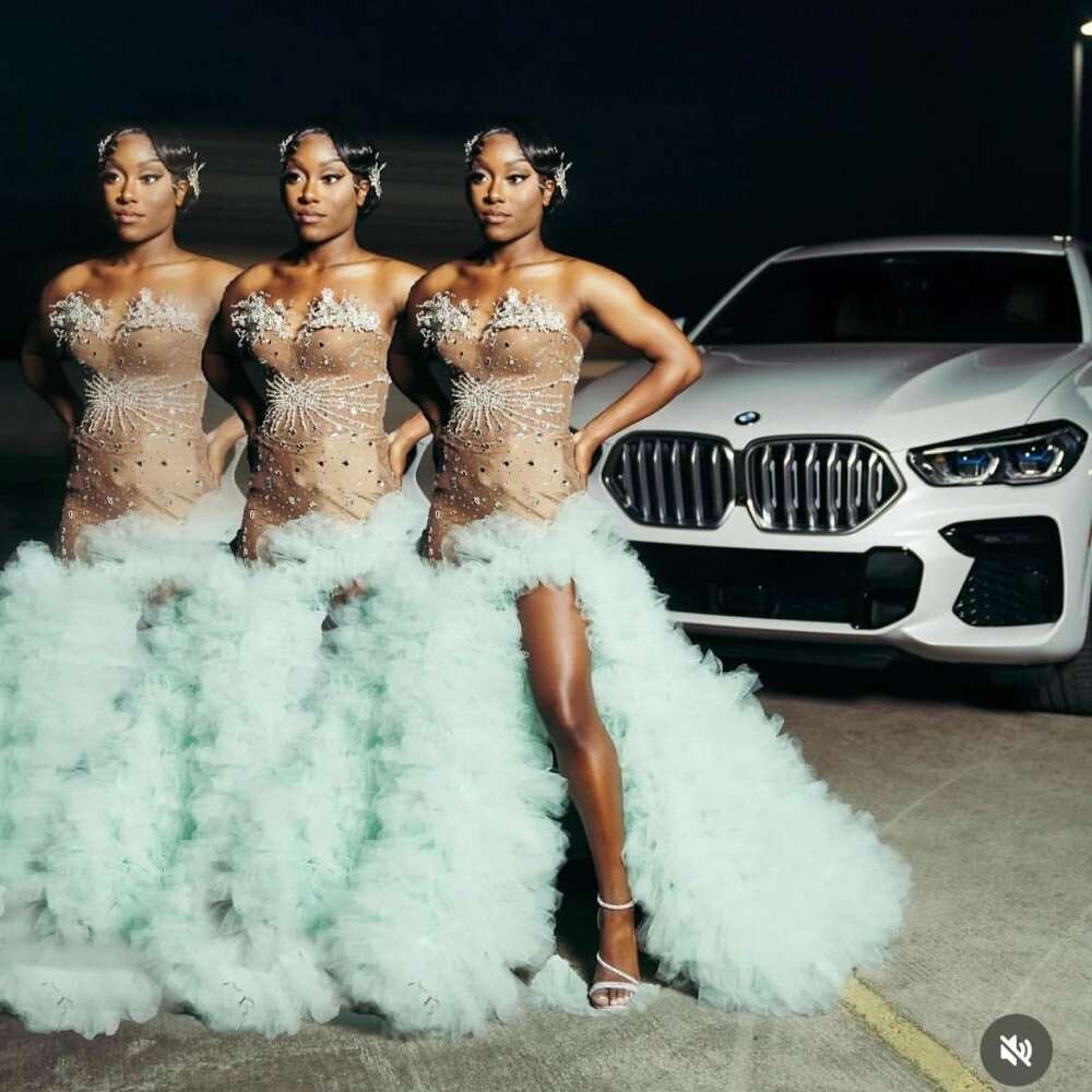 Sexy Customized Mint Puffy Tiered Ruffle Mermaid Prom Dress For Black Girls Crystals Rhie Beaded Formal Party Gowns YPD mal