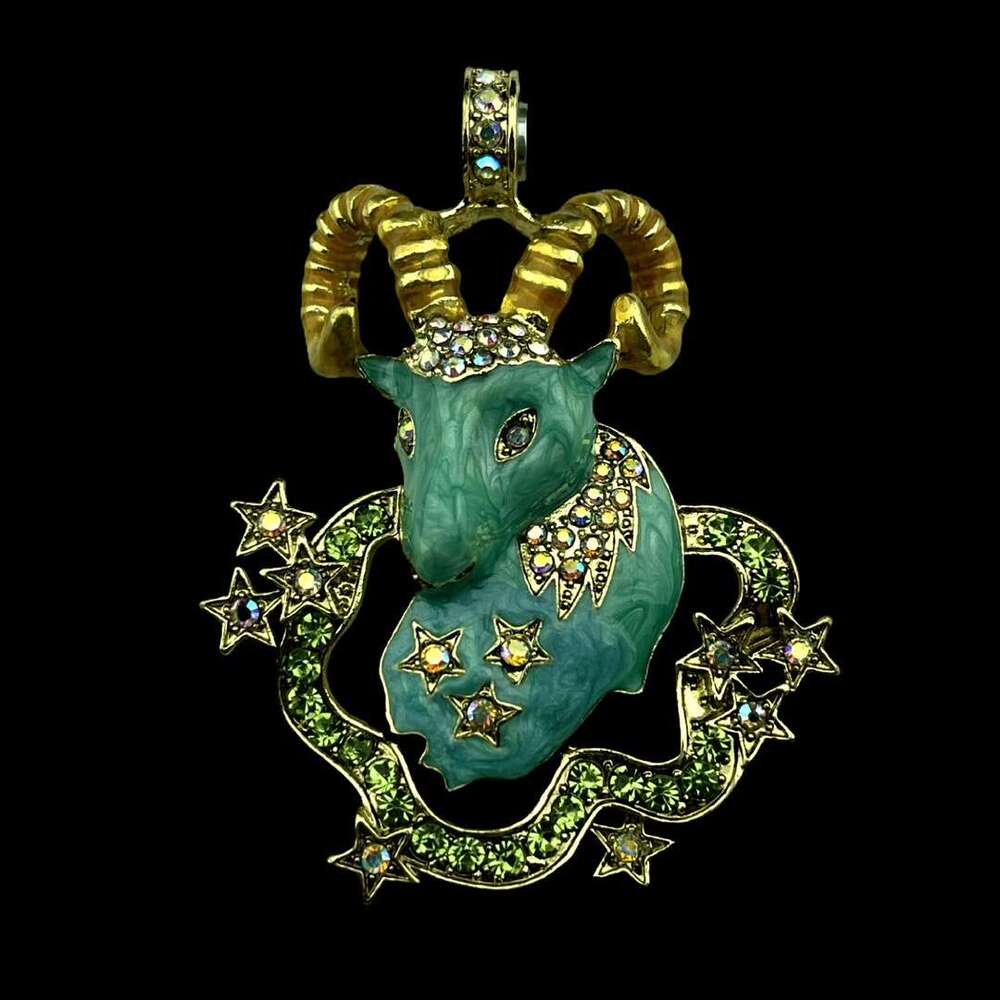 Vintage vintage enamel drop glazed Czech dia inlaid with twee constellations magnetic pendant