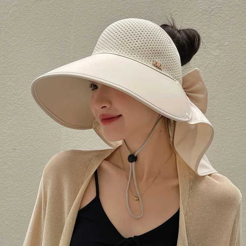 Hot Selling Wide Brim Cap Hat Shawl Sunblock Hat Women Summer Outdoor UV-proof Empty Hat Wide Brim Cycling Face Visor Sun M10 W250217