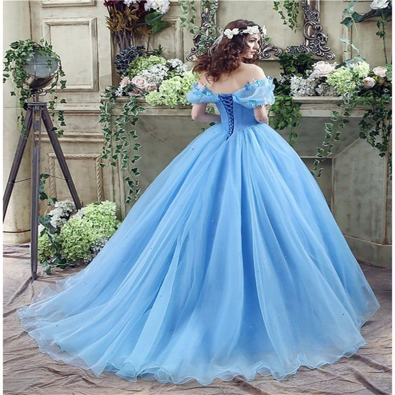 Fairy Baby Blue Wedding Dress Civil Elf Ball Gown Victorian Bridal Dress Corset Beaded Butterflies Embellishments Boho Bride Dress 2025 Vestio De Novi