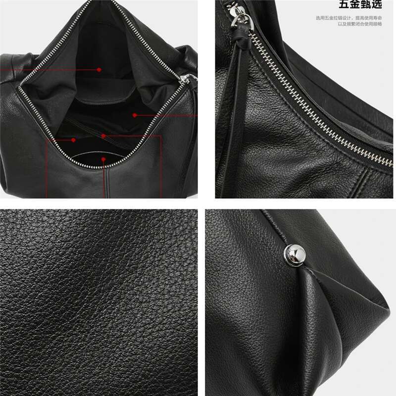 Hifashion 100% Genuine Leather Large Hobo Shoulder Crossbody Bags For Women 2024 Trend Designer Big Tote Cowhide Ladies Handbags