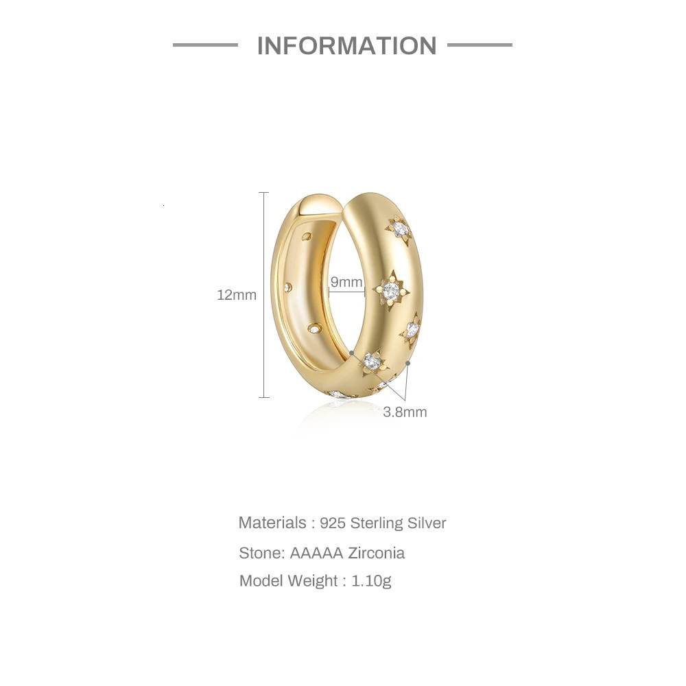 ROXI 925 Sterling Silver 9mm Cshaped Ear Cuff Micro Inlaid Zircon Clip Earrings For Women Men 1 Piece Earcuff Unpierce 250213