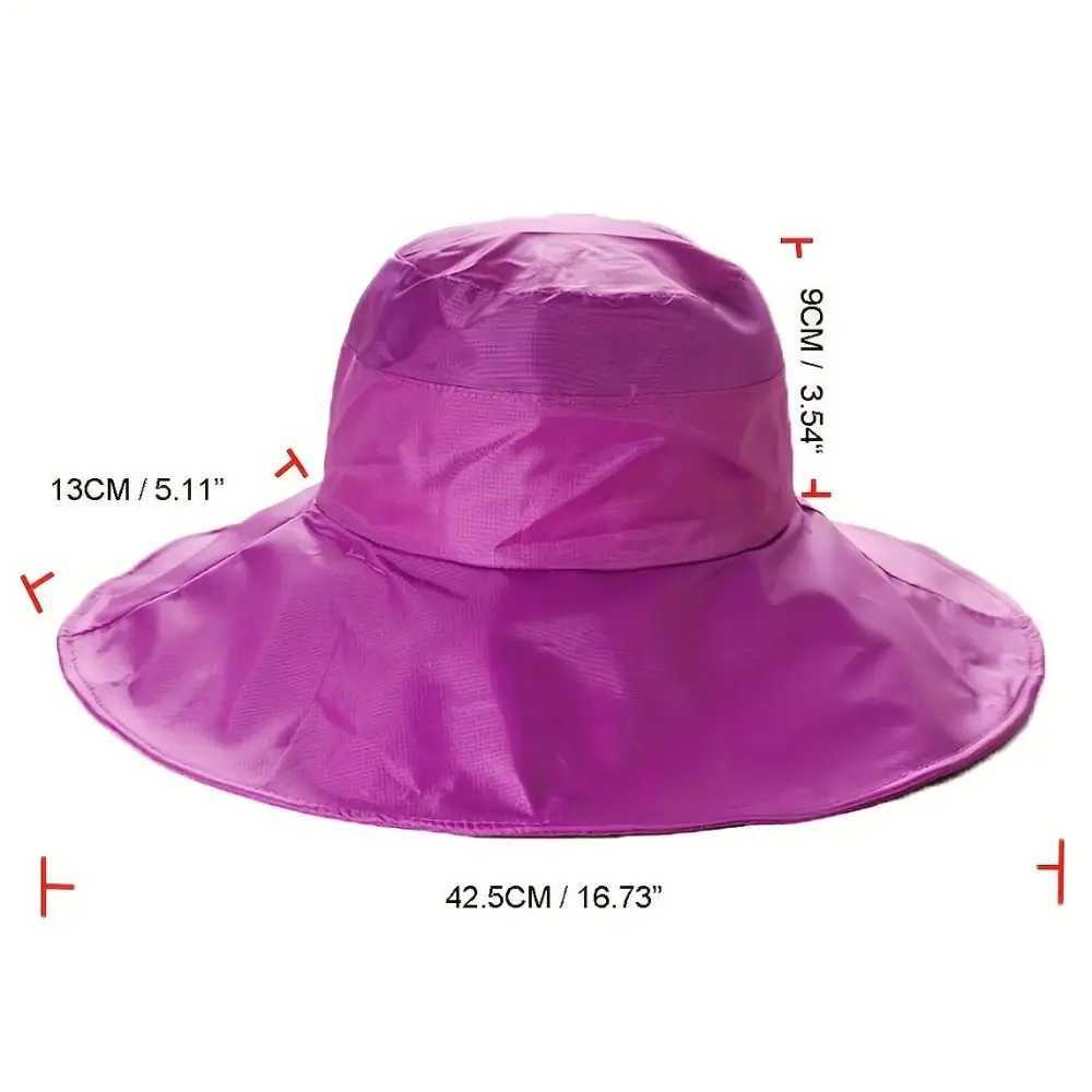 Polyester Womens Hats Portable Waterproof Wide Brim Bucket Hat Waterproof Rain Hat W250217