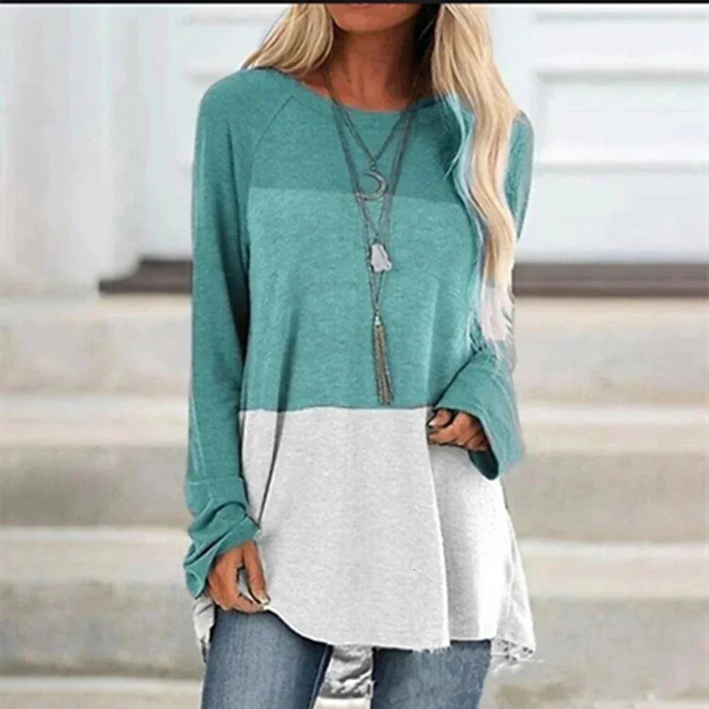 Dandelion Print Fashion Casual Simple Plus-Size Long Sleeve Loose WomenS Round Neck Top Autumn Bag Hip Long Sleeve T-Shirt 250217