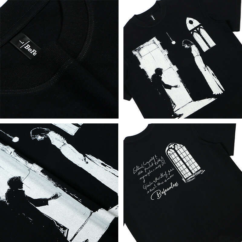 American letter character short T-shirt, summer trend for men women, loose and versatile design, couple half sleeved tee