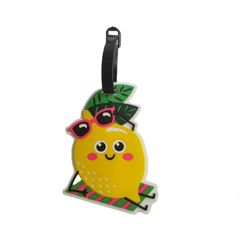 Travel Luggage Tag Silicone Cartoon Cute Fruits Food Animal Style Suitcase Tags Name Address Holder Baggage Boarding Tags Label 250214