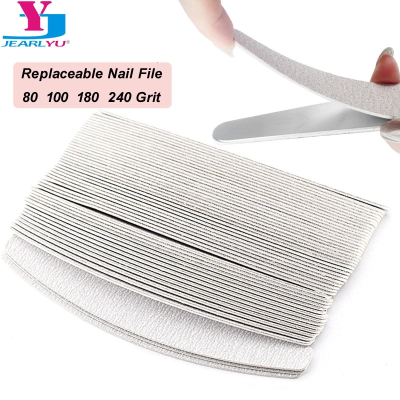 100Pcs/Lot Moon Replacement Sandpaper Files 80 100 180 240 With Metal Handle Grey Replaceable Files For Saws Removable Pads Set 250214