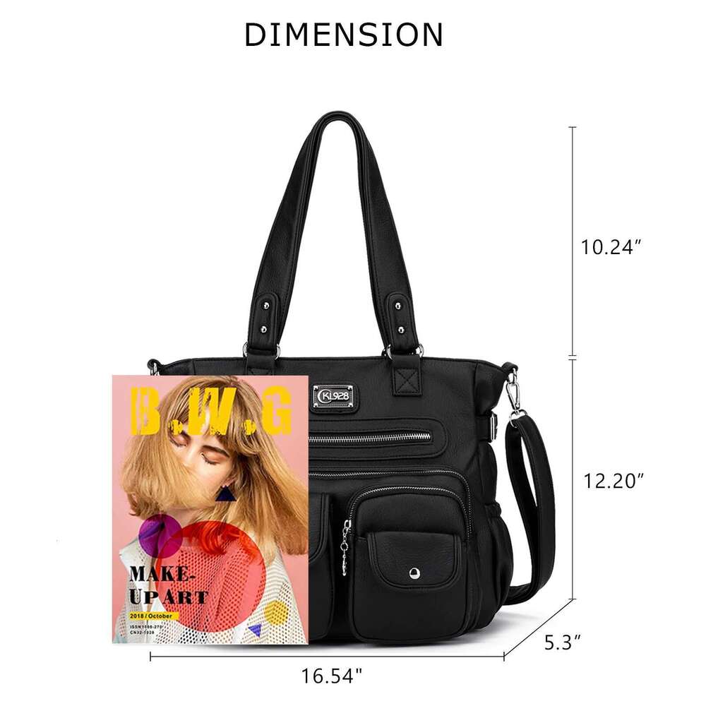 Kl928 Large Purses For Women Shoulder Bag Designer Tote Handbags Multi Pocket Vegan Leather Hobo Bags