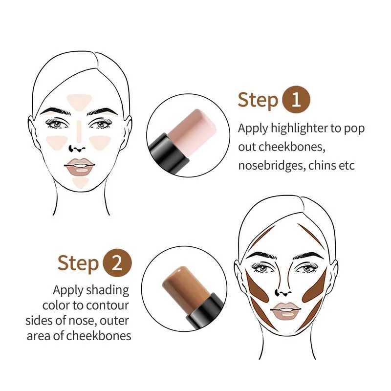 2 in1 Face Foundation Highlight Double Head Contour Stick Concealer Pen For Lasting Stereomodification Cosmetic Makeup ToolW250217