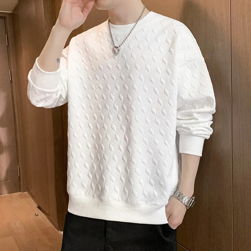 Spring Long Sleeved Tshirt Men Sweatshirt Korean Underlay Shirt for Mens Round Neck Pullover Hoodies Hoodie 250214