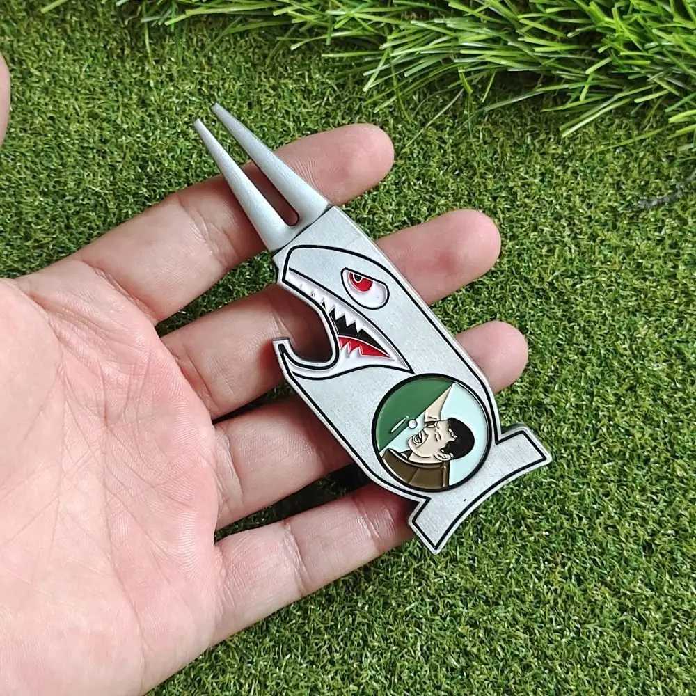 Creative Golf Gift Set Funny Shark Golf Divot Fork Repair Tool Magnetic Ball Marker With Hat Clip 4 In Bottle Opener GiftW250215