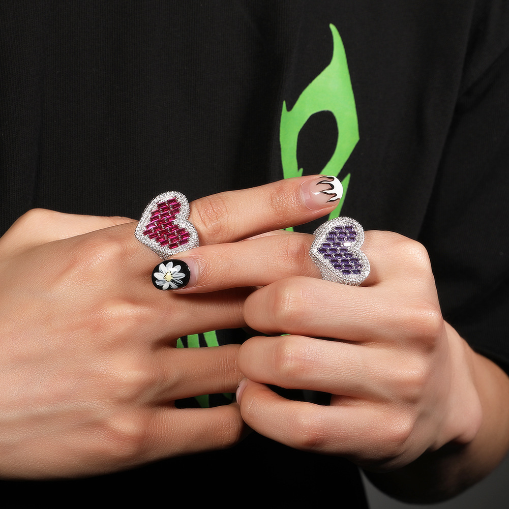 Classic Love Heart Ring Real Gold Plated 5A T Zircon Women Mens Couple Jewelry Gift