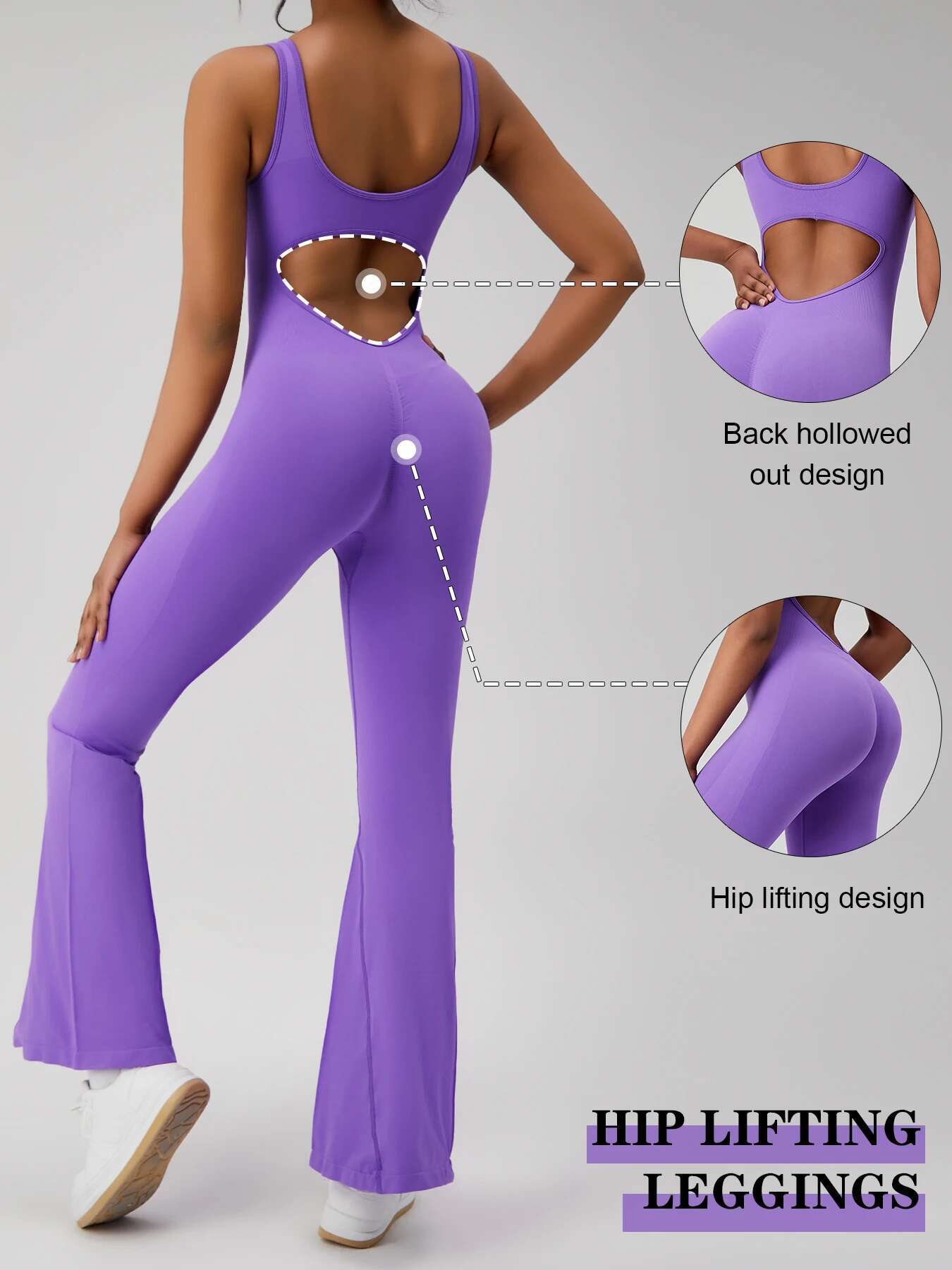 Women's Flared Pants Yoga Bodysuit Sexy Backless Gym Tight Breathable Hip Lifting Fiess Clothing Top Sportswear