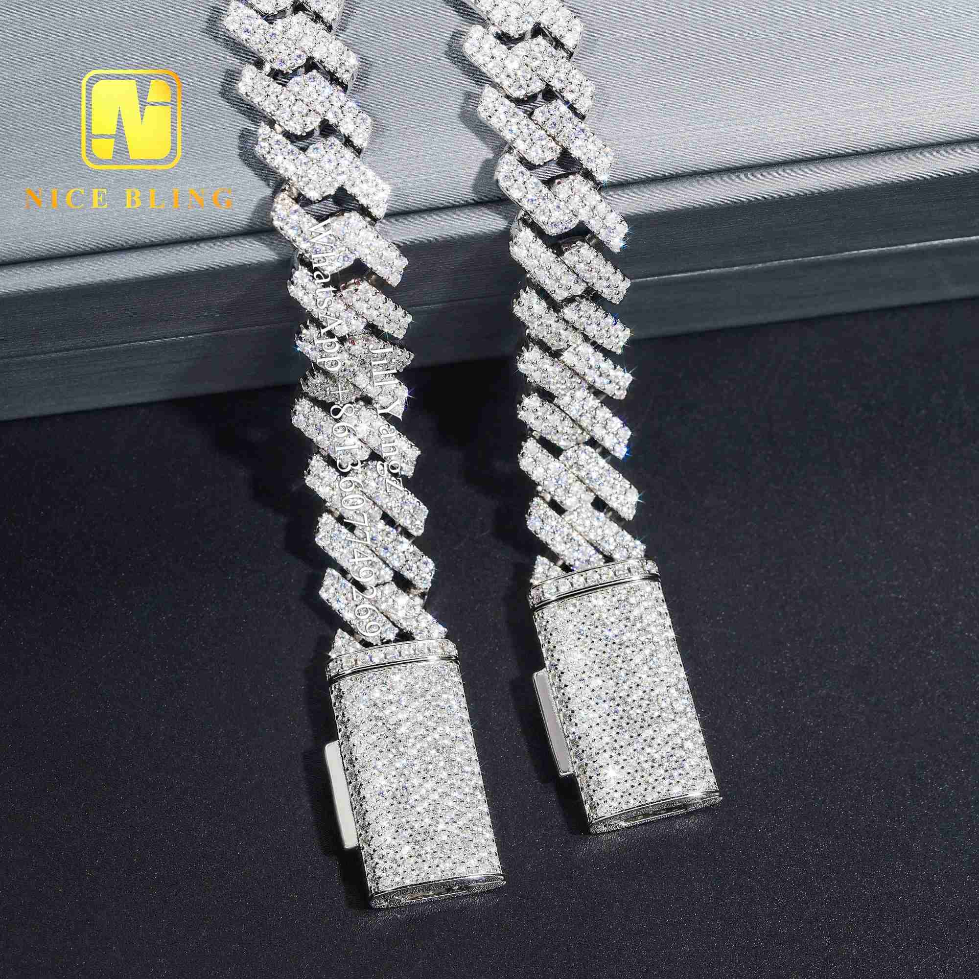 Ready Stocks 16 Year Cuban Chain Manufacturer 13mm Moissanite Diamond Hip Hop Iced Out Jewelry Necklaces 925 Sterling Silver
