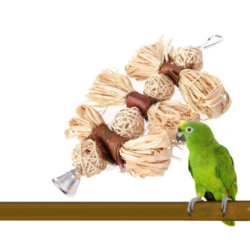 1pc Pet Bird Parrot Toy 4 Stainless Steel Pots String Bird Chewing Bite Toys Acrylic Cage Supplies Pets Bird Hanging Accessories 250206