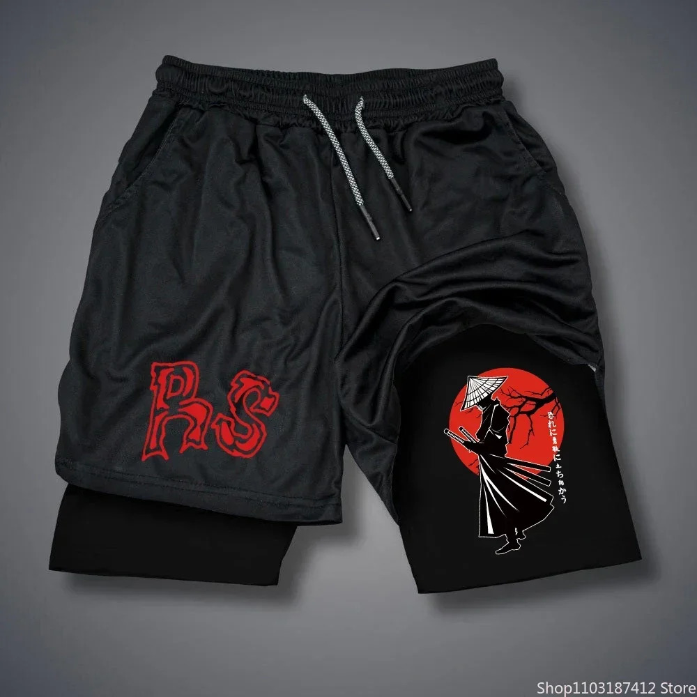 Summer Mens Gym Fitness Workout Shorts Quickdrying Twoinone Sports Compression Doublelayer Casual Daily M3XL 250214