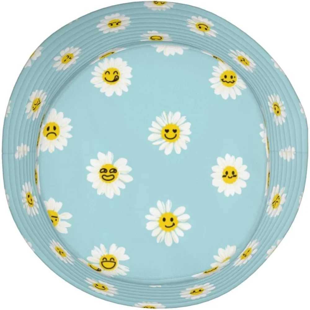 White Daisy Fisherman Cap Hip Hop Hats Summer Unisex Printing Bucket Hat Outdoor Gardening Beach Camping Hiking Fishing Caps W250217