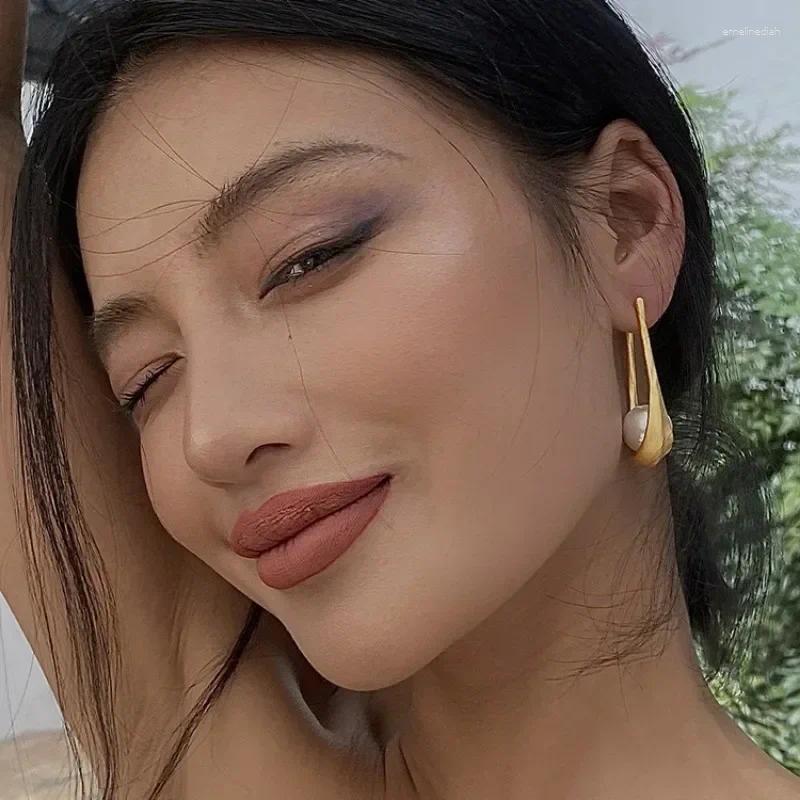 Dangle Earrings Fashion Stainless Steel Freshwater Pearl Women's Designer Gold-plated Ladies