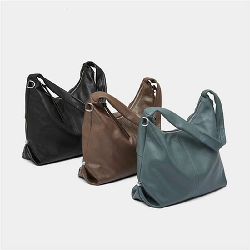 Hifashion 100% Genuine Leather Large Hobo Shoulder Crossbody Bags For Women 2024 Trend Designer Big Tote Cowhide Ladies Handbags