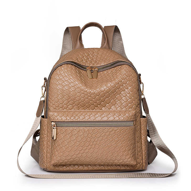 Shoulder Bag For Women New Korean Fashion Solid Color Soft Leather Womens Travel Backpack Large Capacity Student Book Bag Trendy