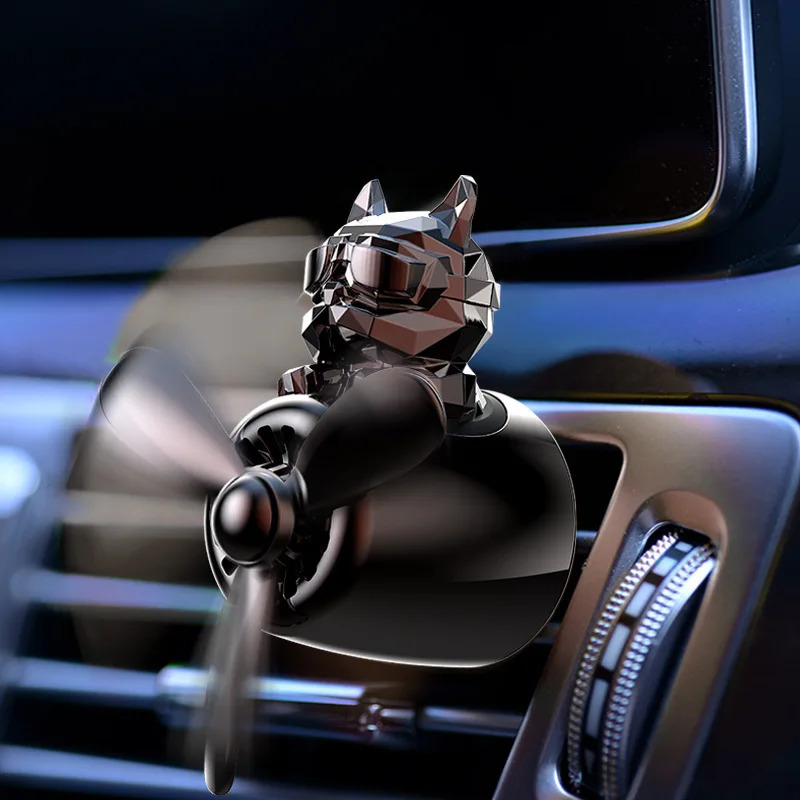 Car Fragrance Auto Air Freshener Cool Bulldog Pilot Rotating Propeller Air Perfume Flavoring Accessories 250214