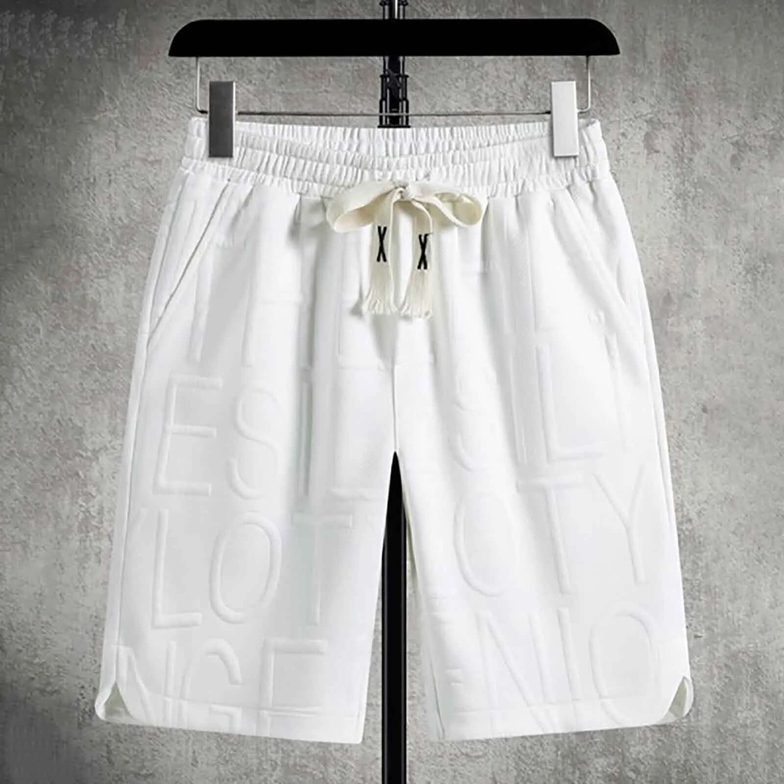 Summer New Men's Loose Drawstring Hip-hop Street Korean Men's Designer Shorts Solid Color Knitted Plus Size Loose Casual Sports Shorts Pants