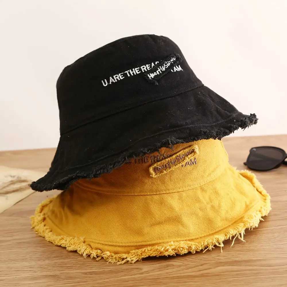 Women Summer Hats Fashion Beach Bucket Hat Travel Letter Embroidery Panama Caps W250217
