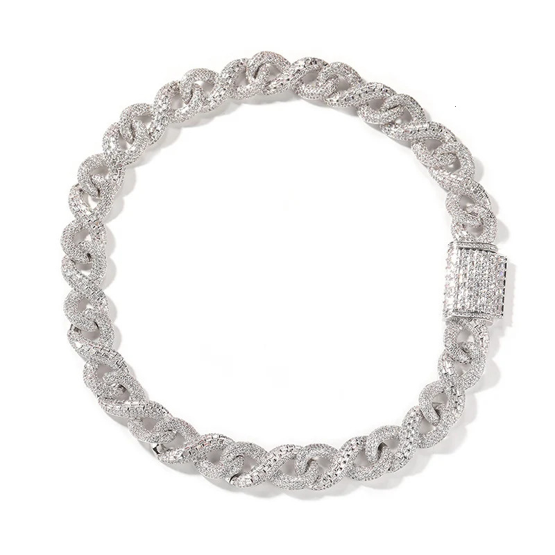 Hip Hop 5 CZ Stone Bling Iced Out Infinity Round Cuban Link Chain Necklace for Men Rapper Jewelry Gold Silver Color 250214