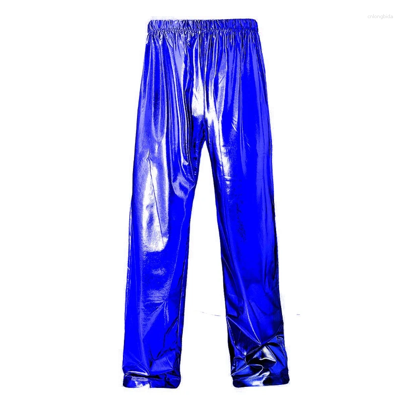 Mens Metallic Pants Gold/Sier - Stylish Stage Performance Party Casual Fashion Sports Trousers