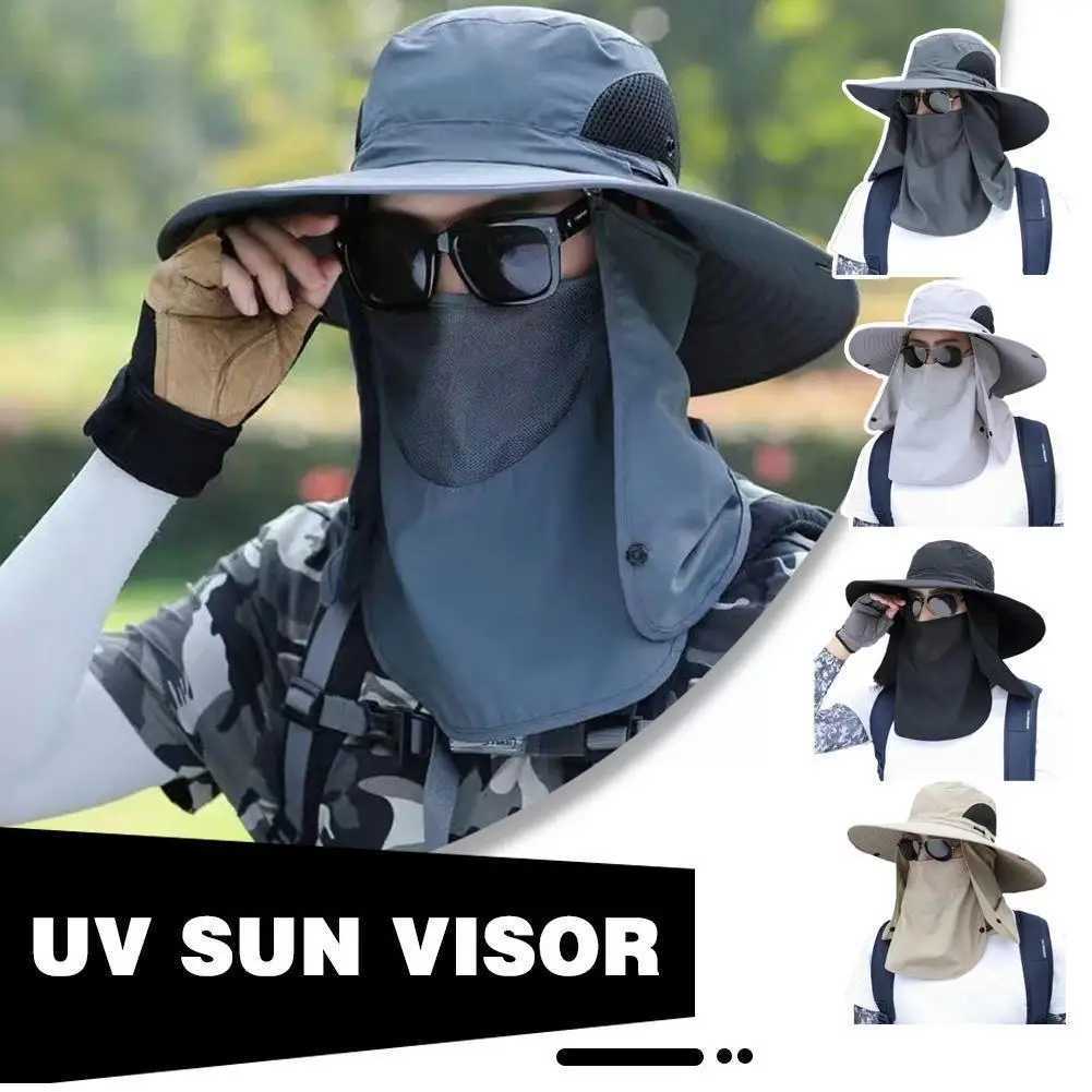 Fashion Summer Sun Hats UV Protection Outdoor Hunting Fishing Sun Cap Wide Brim Breathable Removable Fisherman Hat for Menbucket W250217