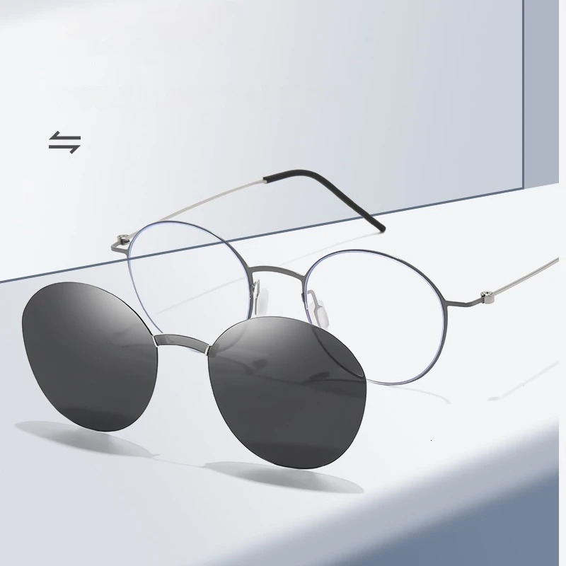 COHK Style Magnet Clip On Glasses Frame Trend Polarized Sunglasses For Women Optical Computer Eyeglasses 250213