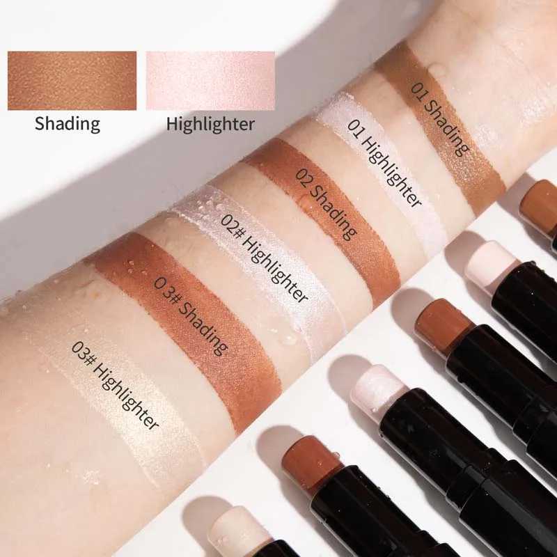 2 in1 Face Foundation Highlight Double Head Contour Stick Concealer Pen For Lasting Stereomodification Cosmetic Makeup ToolW250217