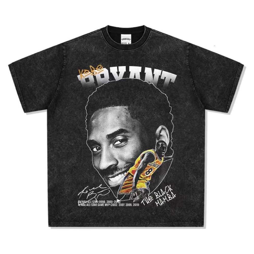 Minimally printed short sleeved washed T-shirt, trendy for both men and women