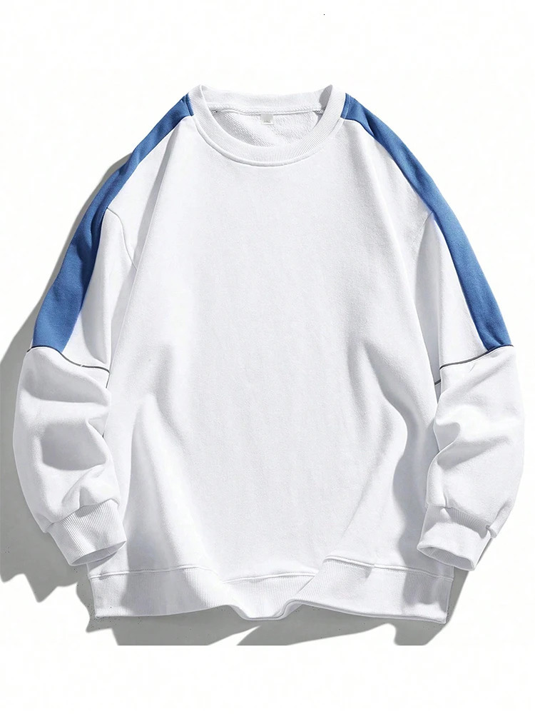 Mens Raglan Sleeves Fashionable Contrasting Round Neck Sweatshirt Suitable for Autumn and Winter 250214