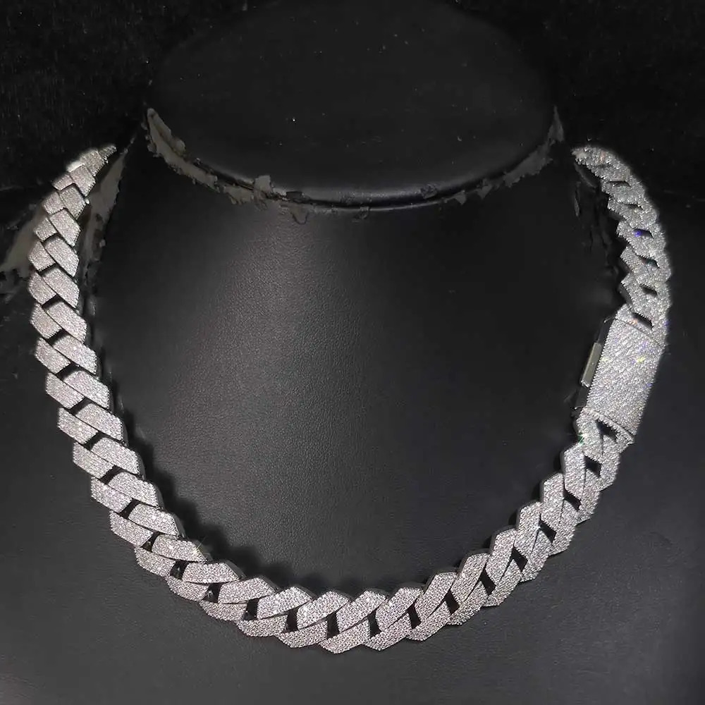 Hip Hop Jewelry Iced Out 15mm 4 Rows CZ Cuban Necklace Box Buckle Fashion Men Bling Prong Setting Diamond Miami Cuban Link Chain 250214
