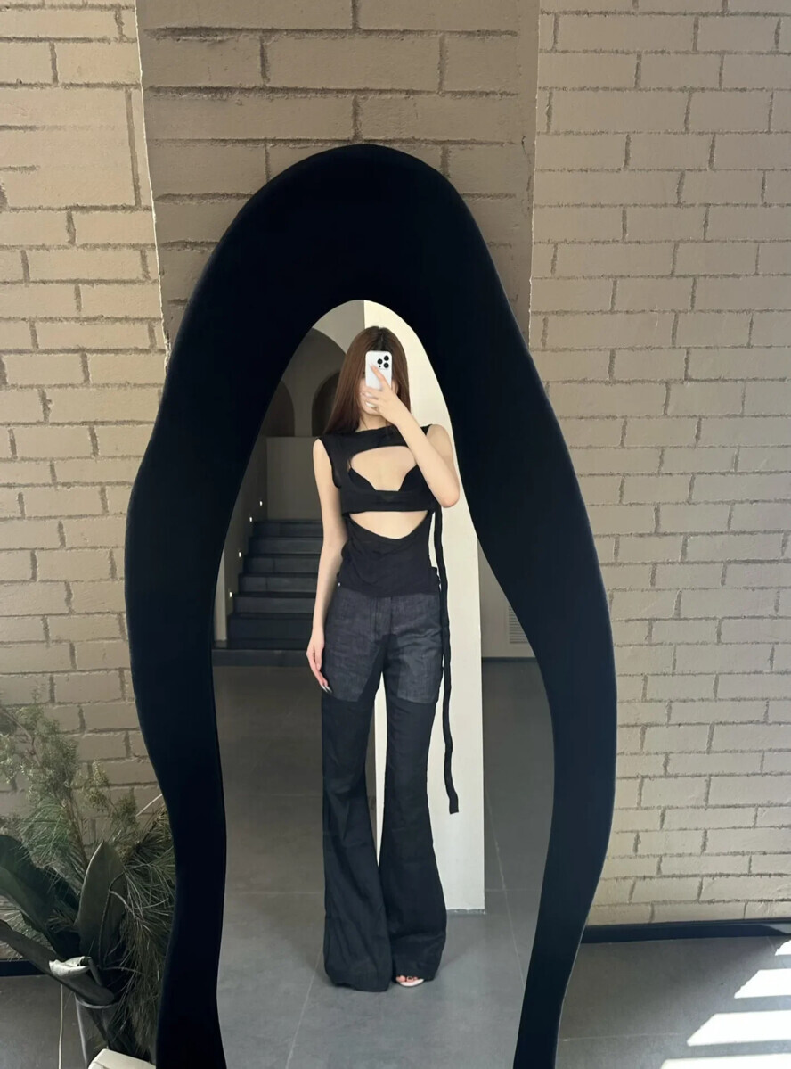 High Street Cotton Hollow Out Tank Women's Style Personality Fashion Big Hole Design Outer Vest Top Tee Tanks Tshirt Tops