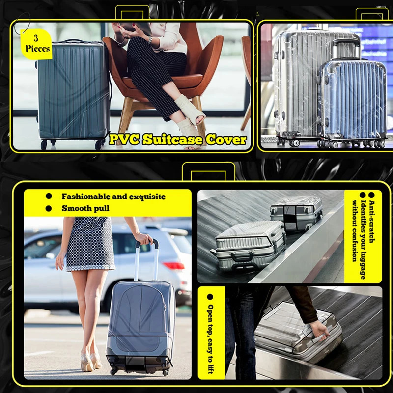 Full Transparent Luggage Protector Cover PVC Waterproof Dustproof Durable Suitcase Cover Protector Travel Accessories 250214