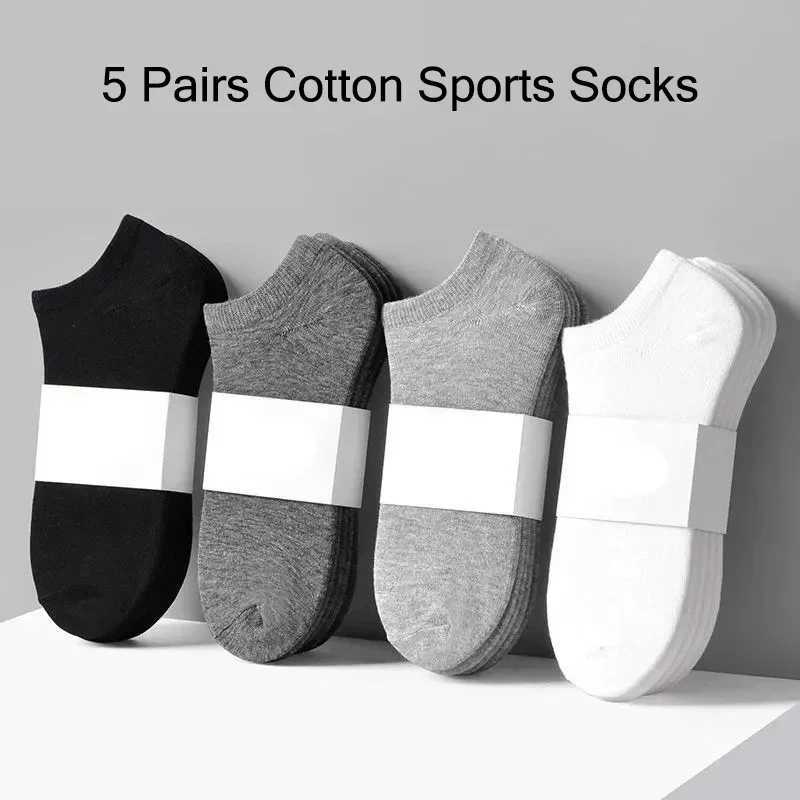 5 Pairs/Lot Low Cut Men Socks Solid Color Black White Gray Breathable Cotton Sports Socks Male Short Socks Women Men W250217