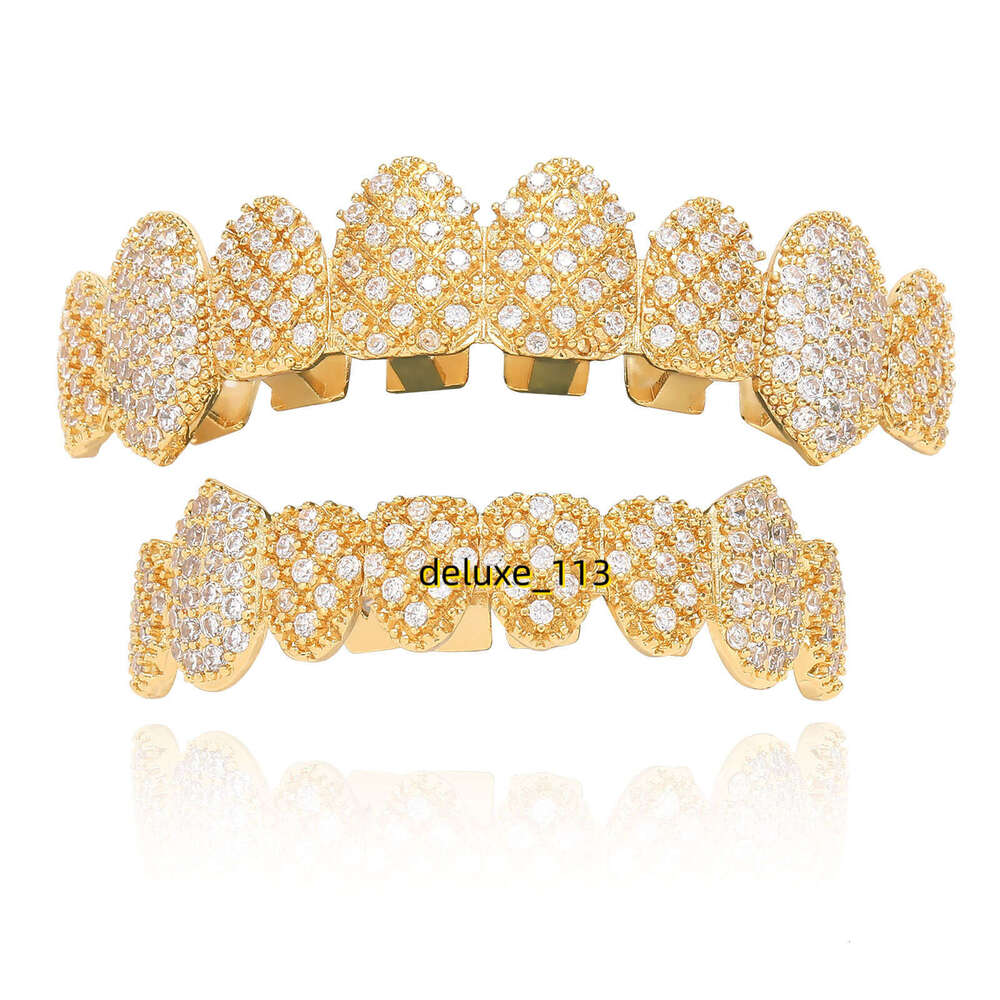 Hip hop with eight s teeth and micro inlaid Moissanite Halloween decoration, gold personalized creative accessories for braces