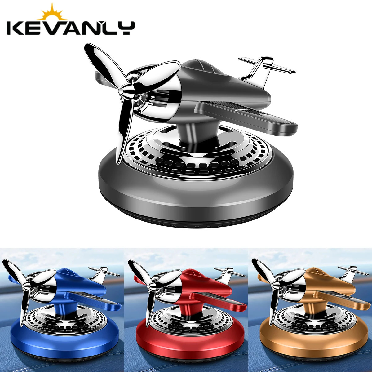 Solar Powered Car Vent Air Freshener Helicopter Airplane Ocean Cologne Blue Wind Chime Fragrance Car Interior Ornament 250214