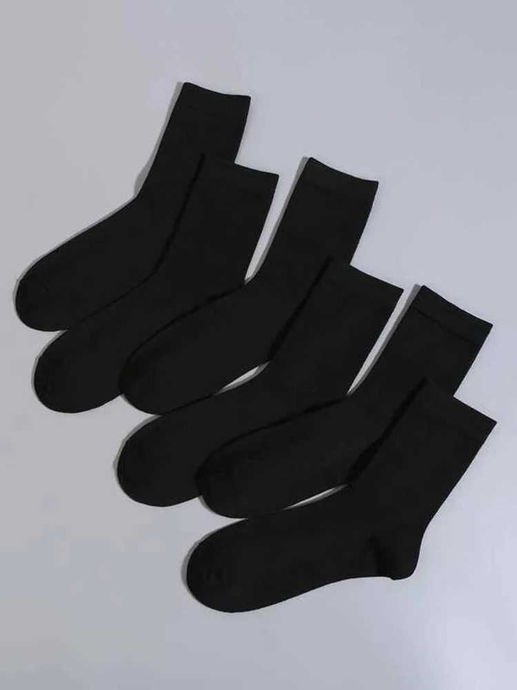 6 pairs of solid color mens mid length socks fashionable and comfortable classic autumn black business socks high-quality mens short socks W250217